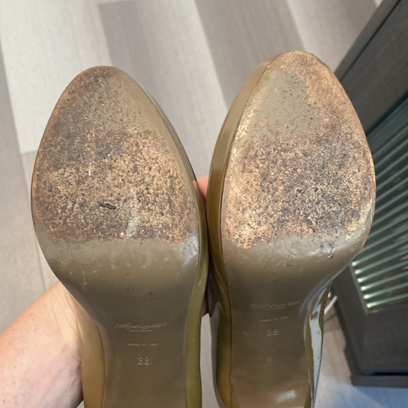 YSL Tan Platform Patent Leather Stiletto High Heels IT 38 8: US - Picture 5 of 16